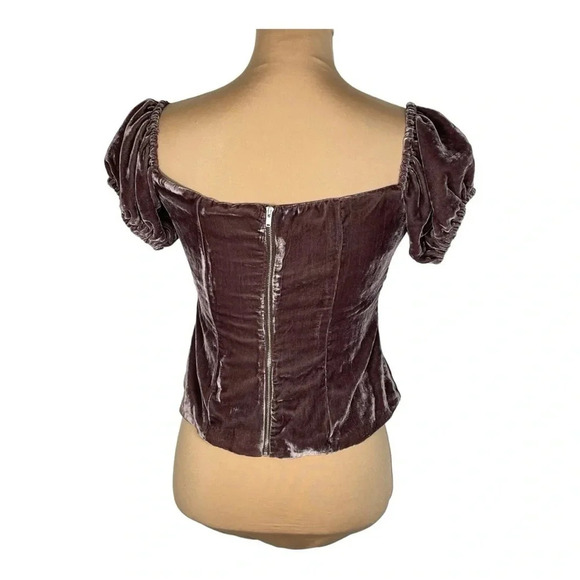 MAJORELLE Revolve Velour Velvet Off The Shoulder Square Neck Corset Top Small - Picture 2 of 6